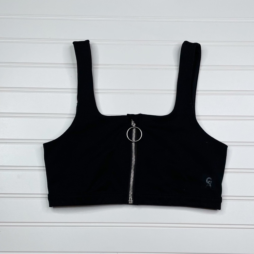 Good American Warrior Zip Bra Black Women’s Size 2